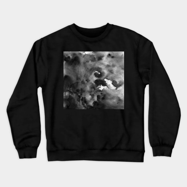 Graphite background. Simple abstract black-white watercolor, animal print. Hand-painted texture with drops, paint smears. Best for  wallpapers, covers and packaging, wrapping paper. Crewneck Sweatshirt by Olesya Pugach